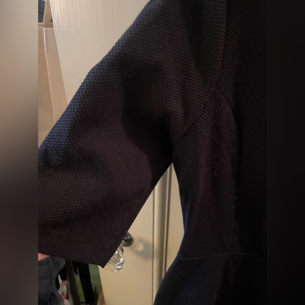 Topshop Skater Fit and Flare Black a Textured 3/4 Sleeve Mini Dress Size 10. - Picture 4 of 5